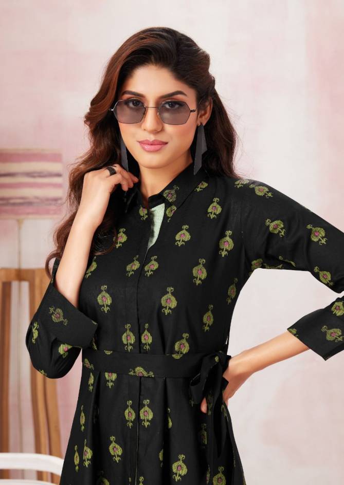 Aarvi Vintage 1 Fancy Party Wear Rayon Printed Designer Kurti Collection